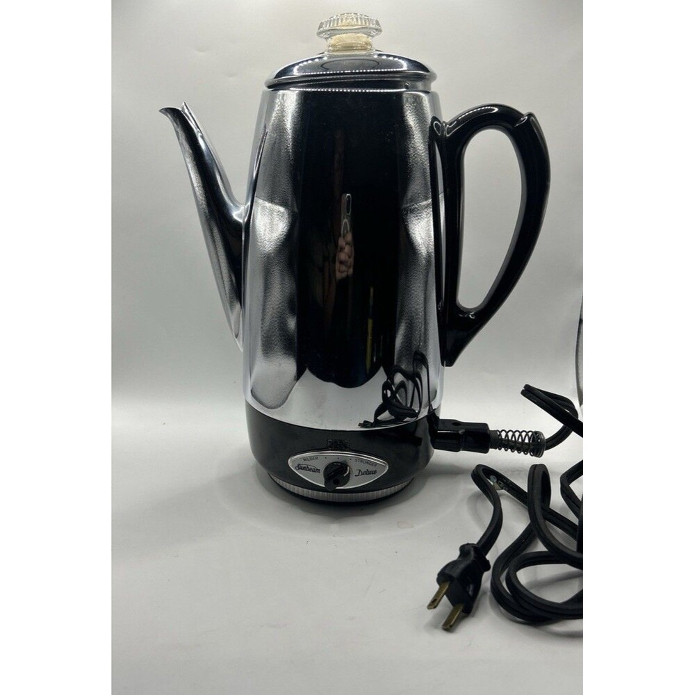 Vintage Sunbeam Automatic Coffee Maker Percolator  Chrome Amber Light